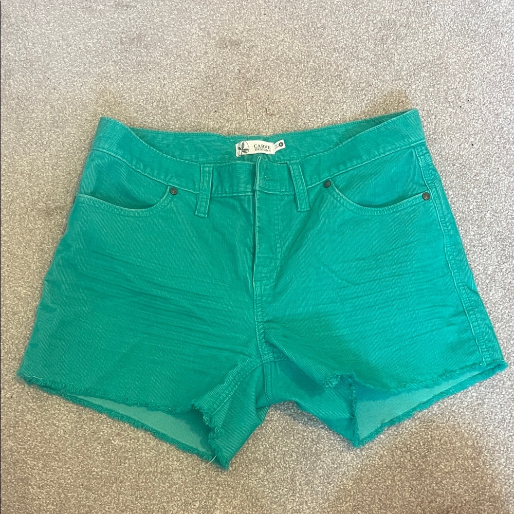 Carve Teal Green Corduroy Shorts